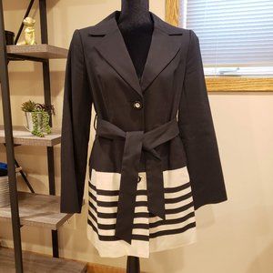 The Limited Black Trench Coat with Tan Stripes